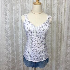 Coquette Tank Top Purple Floral‎ Cottagecore Sleeveless Summer Spring Women's M